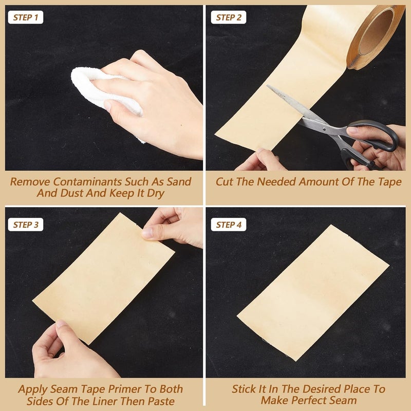 Mooliwe شريط لاصق لتجميع بركة 6" × 25' شريط لاصق مزدوج الجوانب لإصلاح بطانة البركة - Image 4